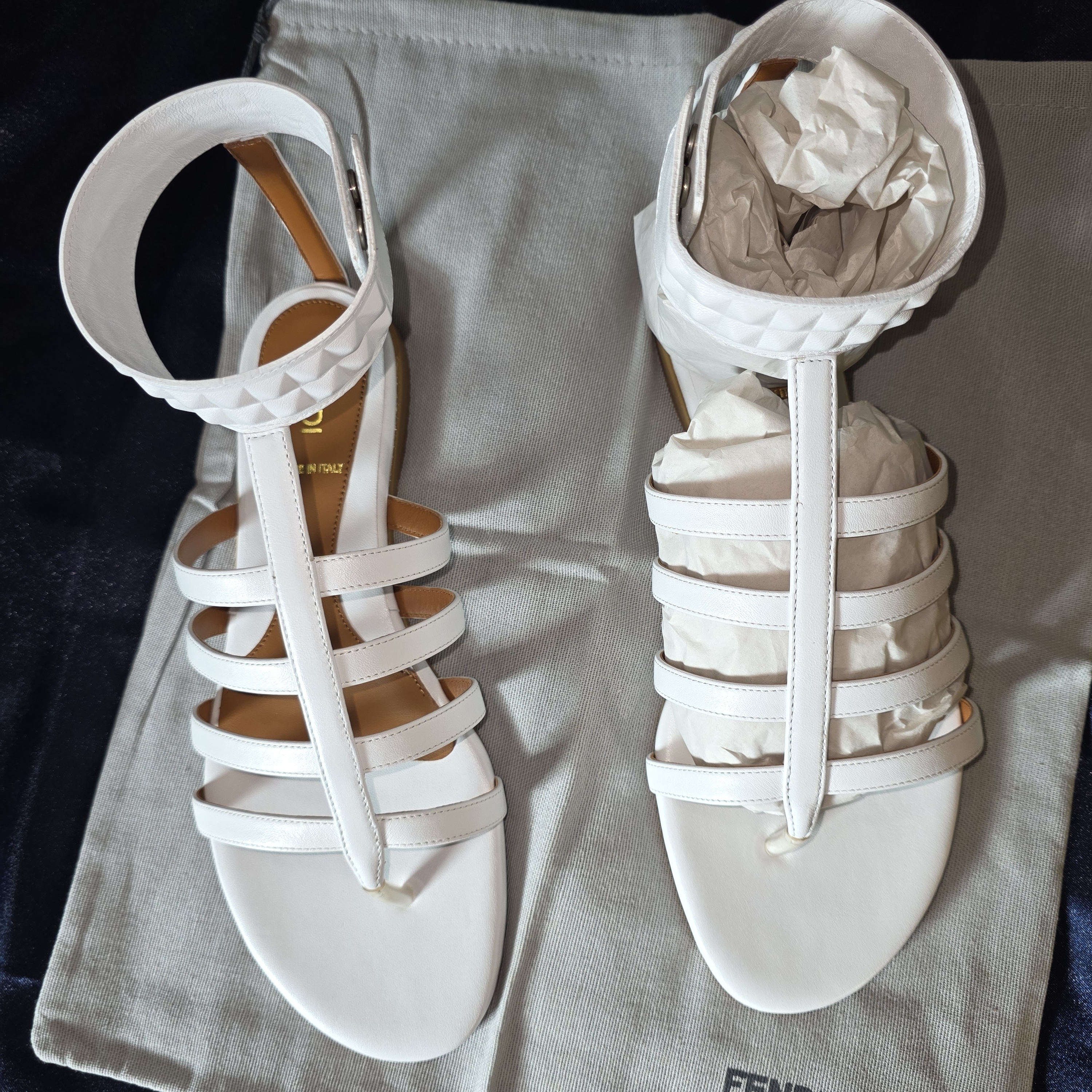 Fendi Women's White Strappy Sandals. Comes With Dust Bag. Msrp $750